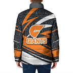Greater Western Sydney Giants Australian Football Padded Jacket Athletic Hero Mascot With Indigenous Pattern Art