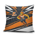 Greater Western Sydney Giants Australian Football Pillow Cover Athletic Hero Mascot With Indigenous Pattern Art
