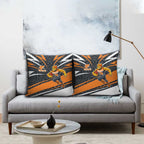 Greater Western Sydney Giants Australian Football Pillow Cover Athletic Hero Mascot With Indigenous Pattern Art