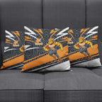 Greater Western Sydney Giants Australian Football Pillow Cover Athletic Hero Mascot With Indigenous Pattern Art