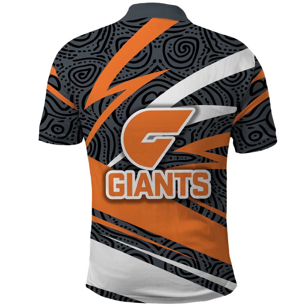 Greater Western Sydney Giants Australian Football Polo Shirt Athletic Hero Mascot With Indigenous Pattern Art