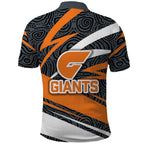 Greater Western Sydney Giants Australian Football Polo Shirt Athletic Hero Mascot With Indigenous Pattern Art