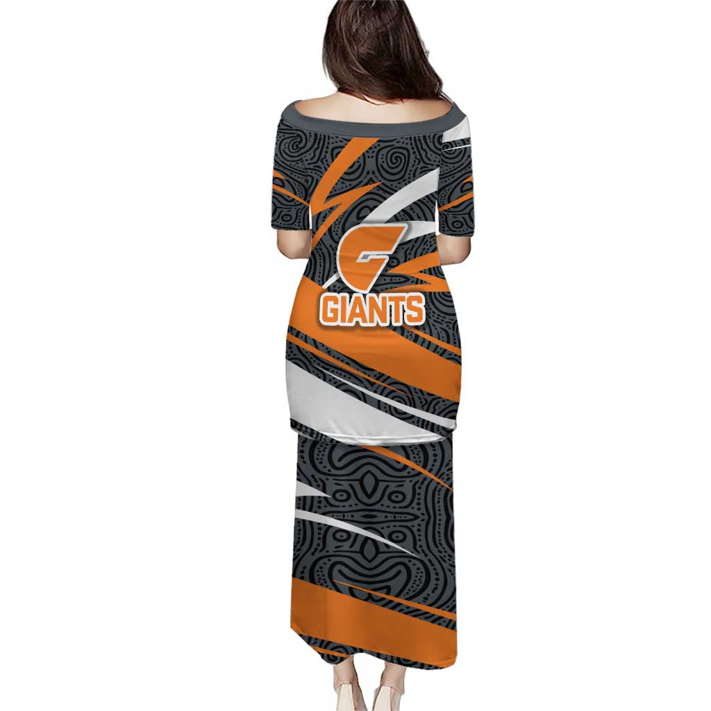 Greater Western Sydney Giants Australian Football Puletasi Athletic Hero Mascot With Indigenous Pattern Art
