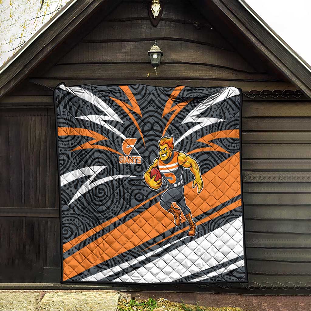 Greater Western Sydney Giants Australian Football Quilt Athletic Hero Mascot With Indigenous Pattern Art