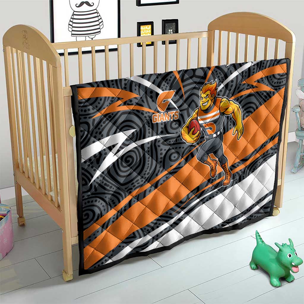 Greater Western Sydney Giants Australian Football Quilt Athletic Hero Mascot With Indigenous Pattern Art