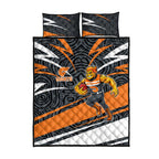 Greater Western Sydney Giants Australian Football Quilt Bed Set Athletic Hero Mascot With Indigenous Pattern Art