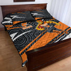 Greater Western Sydney Giants Australian Football Quilt Bed Set Athletic Hero Mascot With Indigenous Pattern Art