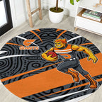 Greater Western Sydney Giants Australian Football Round Carpet Athletic Hero Mascot With Indigenous Pattern Art