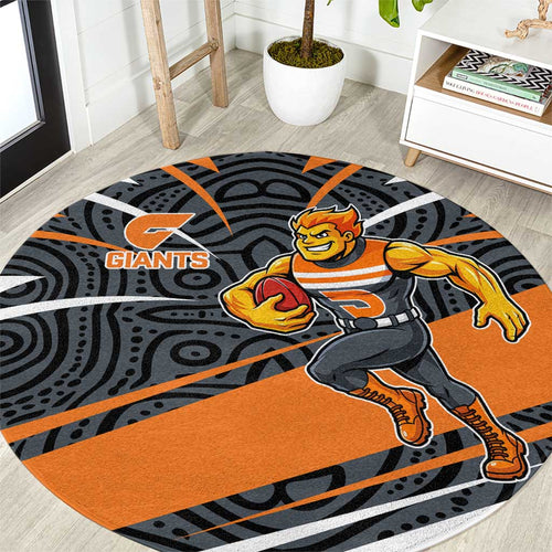 Greater Western Sydney Giants Australian Football Round Carpet Athletic Hero Mascot With Indigenous Pattern Art