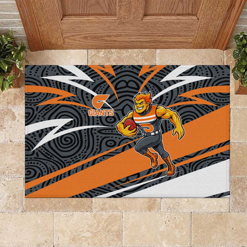 Greater Western Sydney Giants Australian Football Rubber Doormat Athletic Hero Mascot With Indigenous Pattern Art