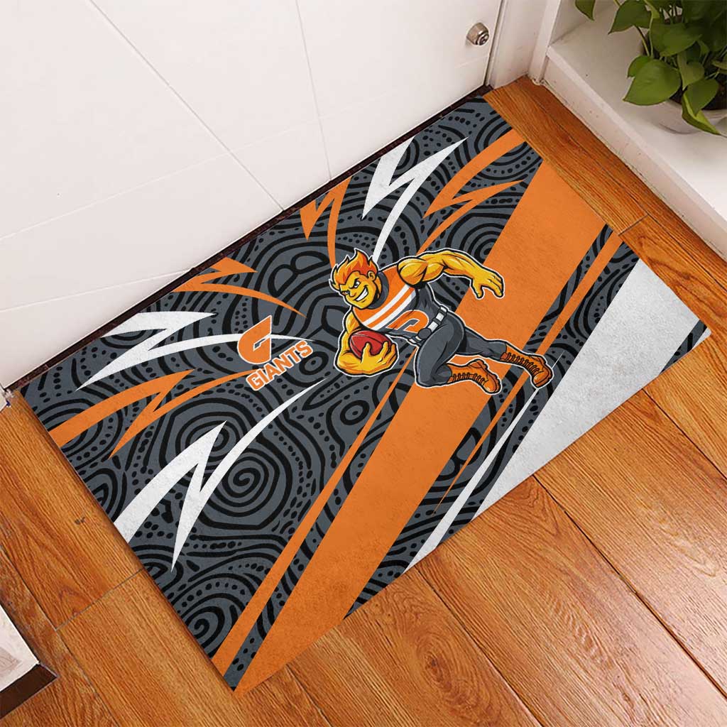 Greater Western Sydney Giants Australian Football Rubber Doormat Athletic Hero Mascot With Indigenous Pattern Art