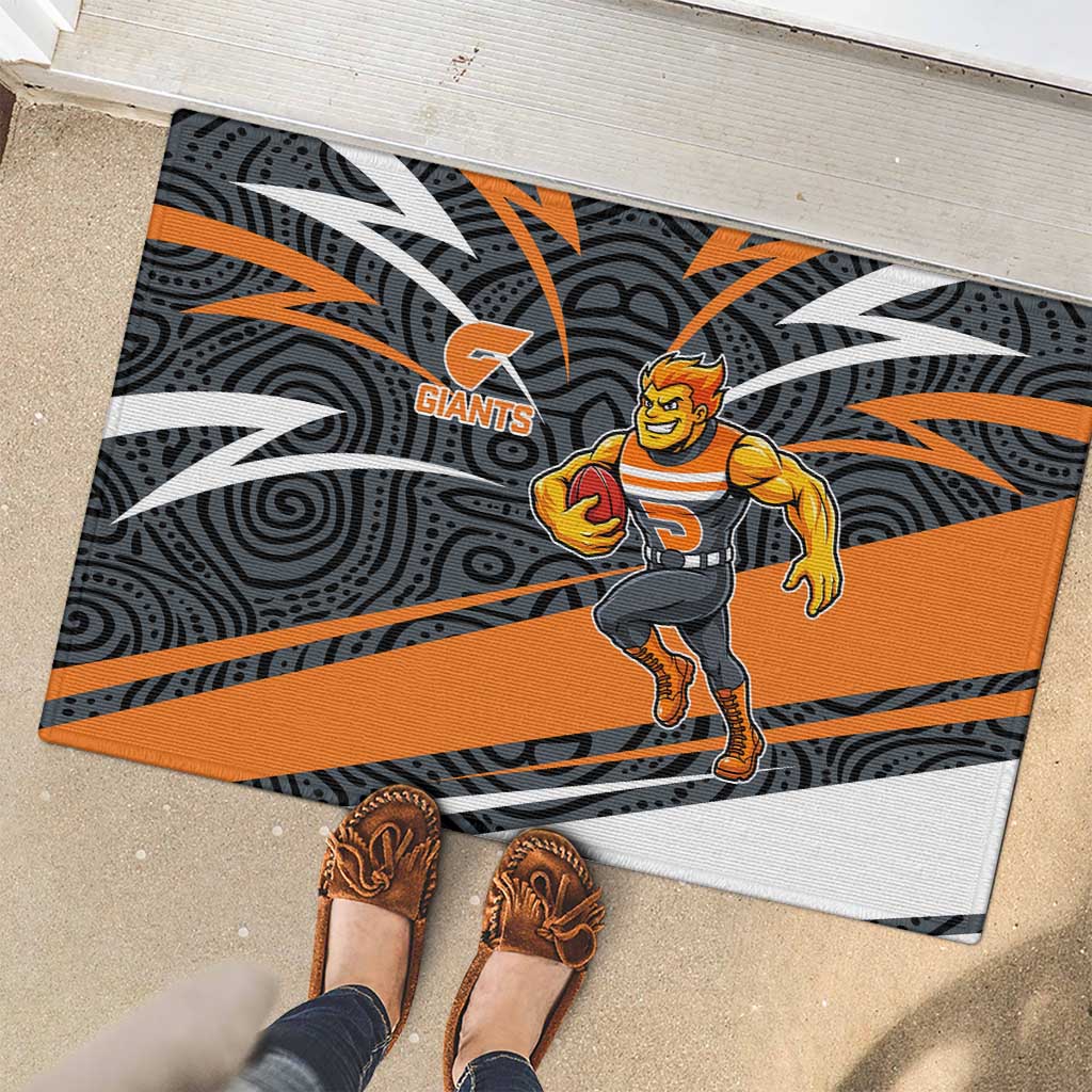 Greater Western Sydney Giants Australian Football Rubber Doormat Athletic Hero Mascot With Indigenous Pattern Art