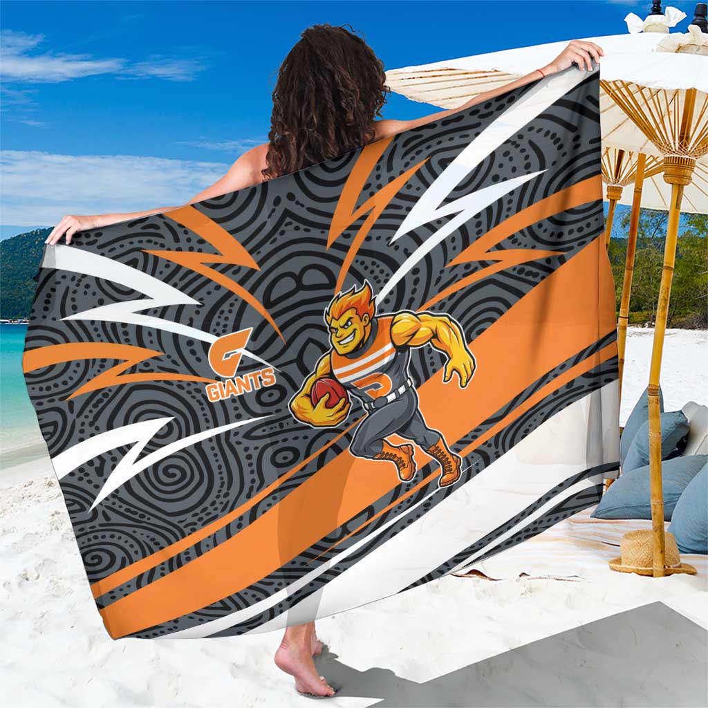 Greater Western Sydney Giants Australian Football Sarong Athletic Hero Mascot With Indigenous Pattern Art