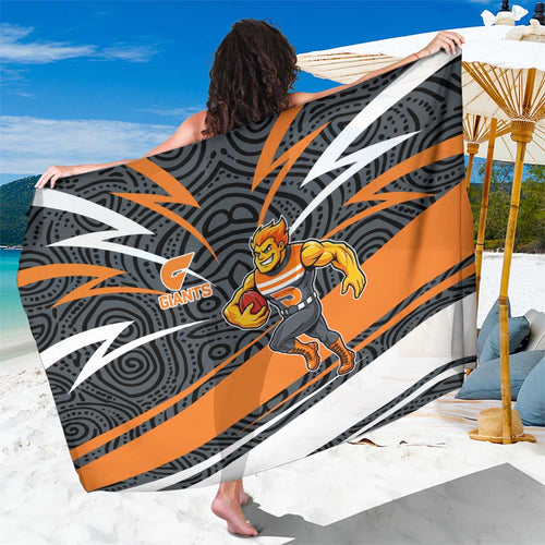 Greater Western Sydney Giants Australian Football Sarong Athletic Hero Mascot With Indigenous Pattern Art