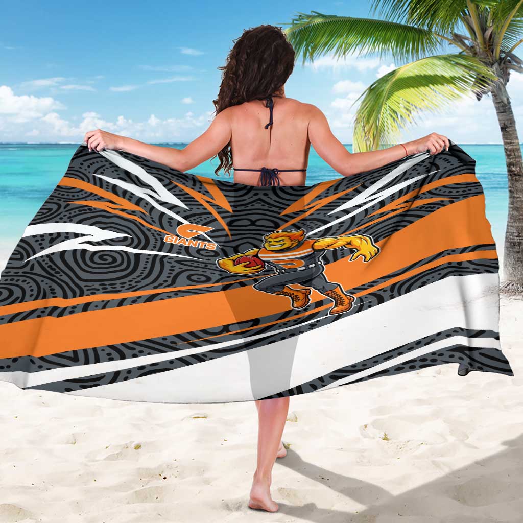 Greater Western Sydney Giants Australian Football Sarong Athletic Hero Mascot With Indigenous Pattern Art