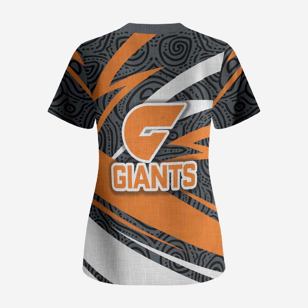 Greater Western Sydney Giants Australian Football Scrub Top Athletic Hero Mascot With Indigenous Pattern Art