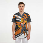 Greater Western Sydney Giants Australian Football Scrub Top Athletic Hero Mascot With Indigenous Pattern Art