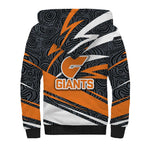 Greater Western Sydney Giants Australian Football Sherpa Hoodie Athletic Hero Mascot With Indigenous Pattern Art