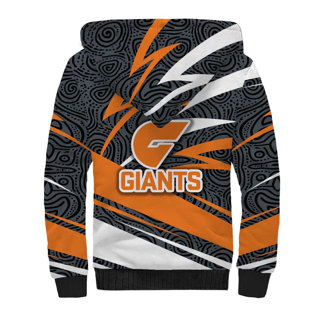 Greater Western Sydney Giants Australian Football Sherpa Hoodie Athletic Hero Mascot With Indigenous Pattern Art