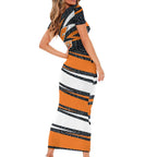 Greater Western Sydney Giants Australian Football Short Sleeve Bodycon Dress Athletic Hero Mascot With Indigenous Pattern Art