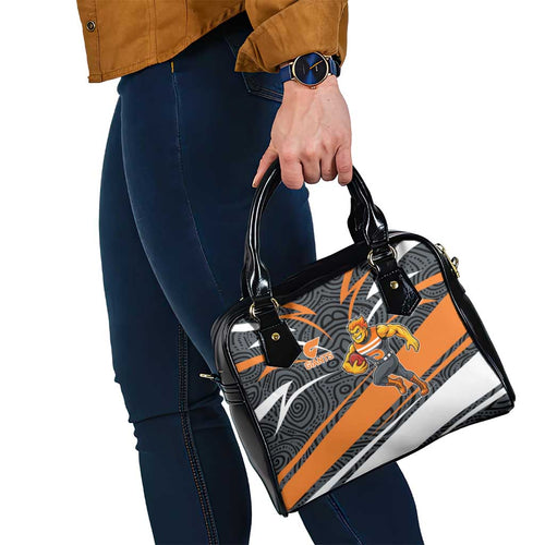 Greater Western Sydney Giants Australian Football Shoulder Handbag Athletic Hero Mascot With Indigenous Pattern Art
