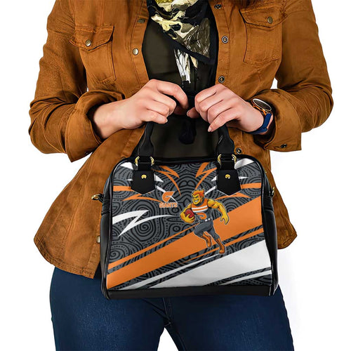 Greater Western Sydney Giants Australian Football Shoulder Handbag Athletic Hero Mascot With Indigenous Pattern Art