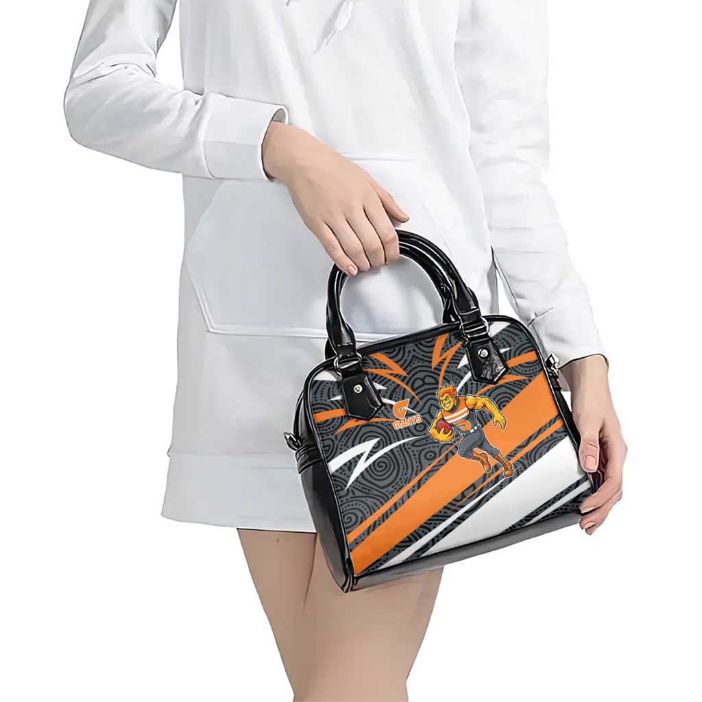 Greater Western Sydney Giants Australian Football Shoulder Handbag Athletic Hero Mascot With Indigenous Pattern Art