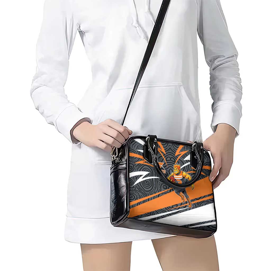 Greater Western Sydney Giants Australian Football Shoulder Handbag Athletic Hero Mascot With Indigenous Pattern Art