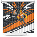 Greater Western Sydney Giants Australian Football Shower Curtain Athletic Hero Mascot With Indigenous Pattern Art