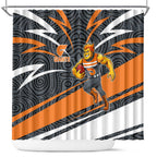Greater Western Sydney Giants Australian Football Shower Curtain Athletic Hero Mascot With Indigenous Pattern Art