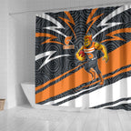 Greater Western Sydney Giants Australian Football Shower Curtain Athletic Hero Mascot With Indigenous Pattern Art