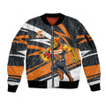 Greater Western Sydney Giants Australian Football Sleeve Zip Bomber Jacket Athletic Hero Mascot With Indigenous Pattern Art