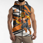 Greater Western Sydney Giants Australian Football Sleeveless Zip Hoodie Athletic Hero Mascot With Indigenous Pattern Art