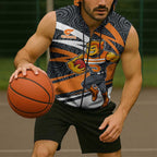 Greater Western Sydney Giants Australian Football Sleeveless Zip Hoodie Athletic Hero Mascot With Indigenous Pattern Art