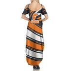 Greater Western Sydney Giants Australian Football Summer Maxi Dress Athletic Hero Mascot With Indigenous Pattern Art