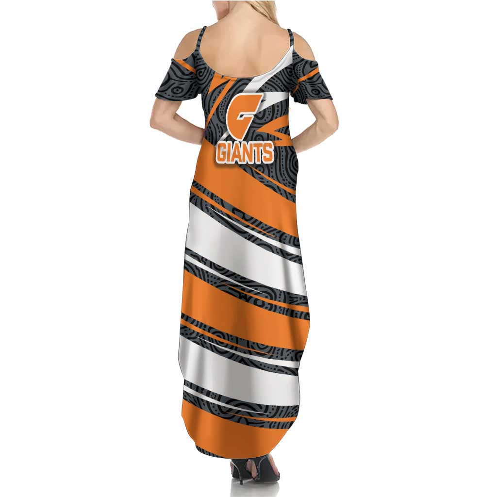 Greater Western Sydney Giants Australian Football Summer Maxi Dress Athletic Hero Mascot With Indigenous Pattern Art