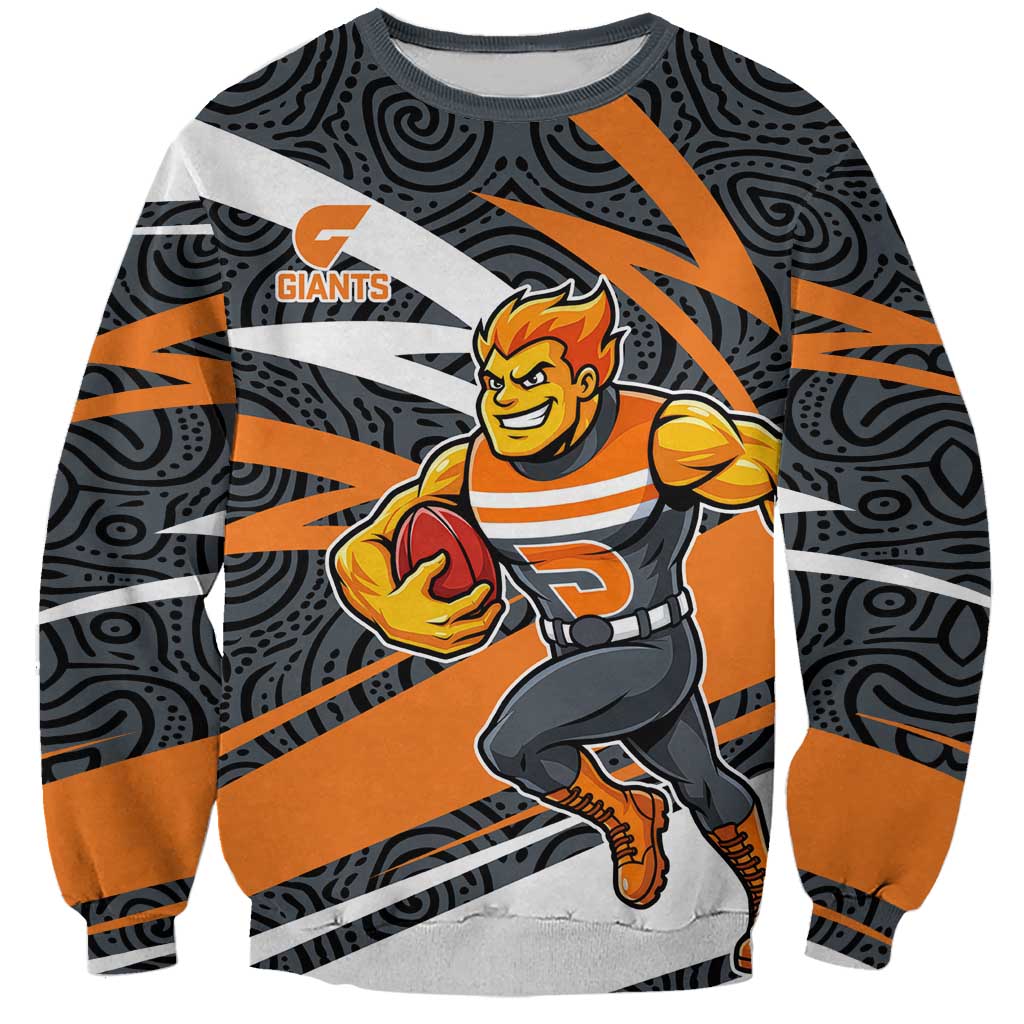 Greater Western Sydney Giants Australian Football Sweatshirt Athletic Hero Mascot With Indigenous Pattern Art