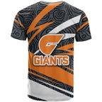 Greater Western Sydney Giants Australian Football T Shirt Athletic Hero Mascot With Indigenous Pattern Art