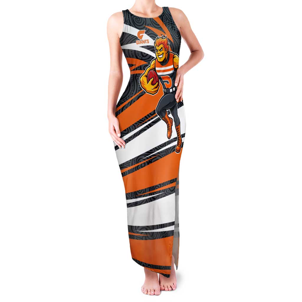 Greater Western Sydney Giants Australian Football Tank Maxi Dress Athletic Hero Mascot With Indigenous Pattern Art