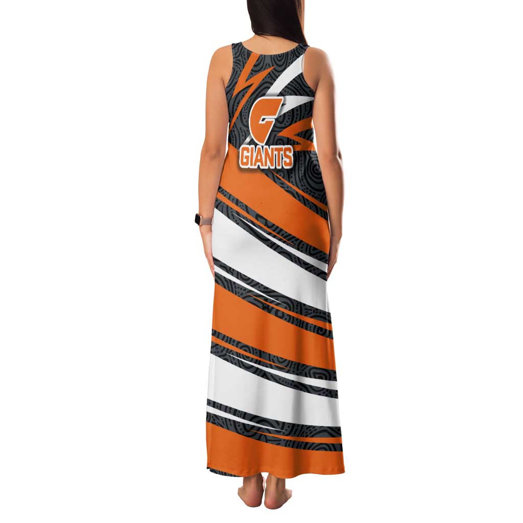 Greater Western Sydney Giants Australian Football Tank Maxi Dress Athletic Hero Mascot With Indigenous Pattern Art