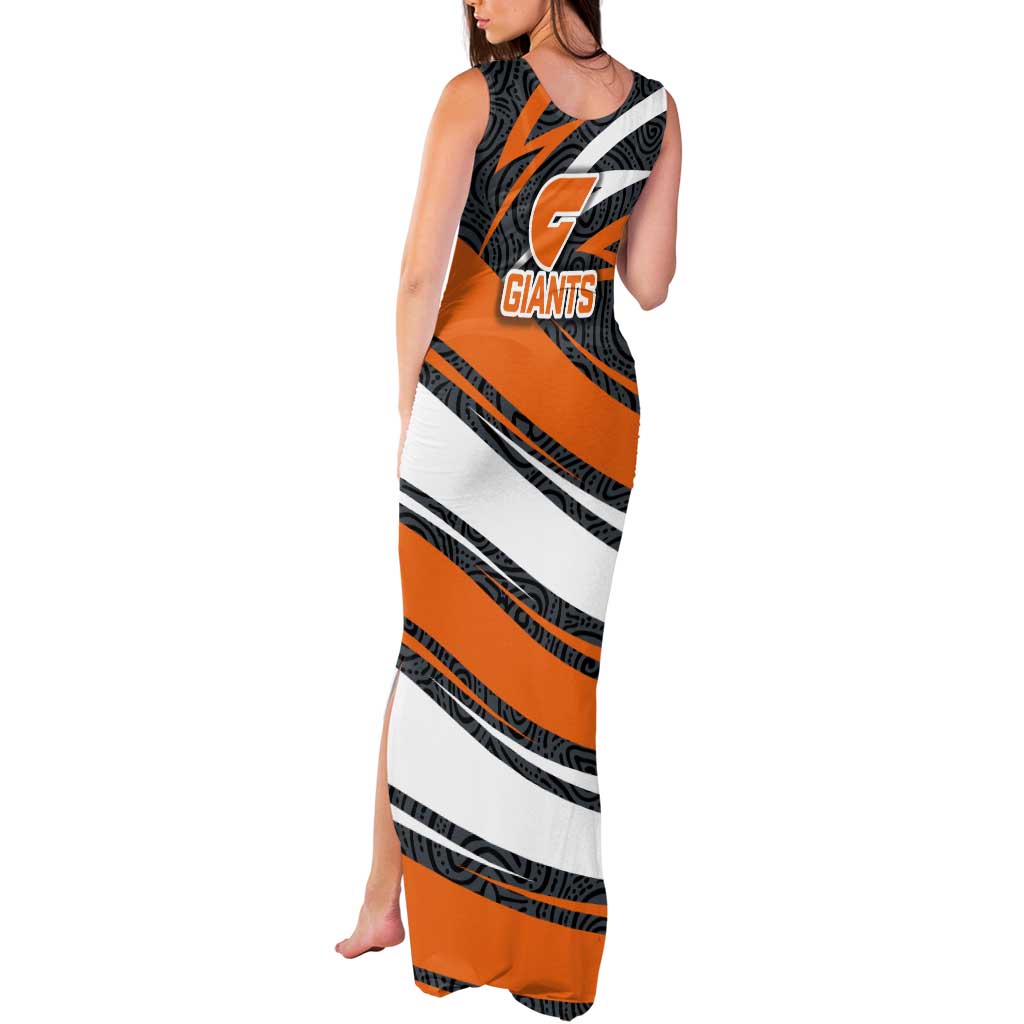 Greater Western Sydney Giants Australian Football Tank Maxi Dress Athletic Hero Mascot With Indigenous Pattern Art