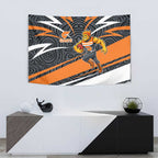 Greater Western Sydney Giants Australian Football Tapestry Athletic Hero Mascot With Indigenous Pattern Art