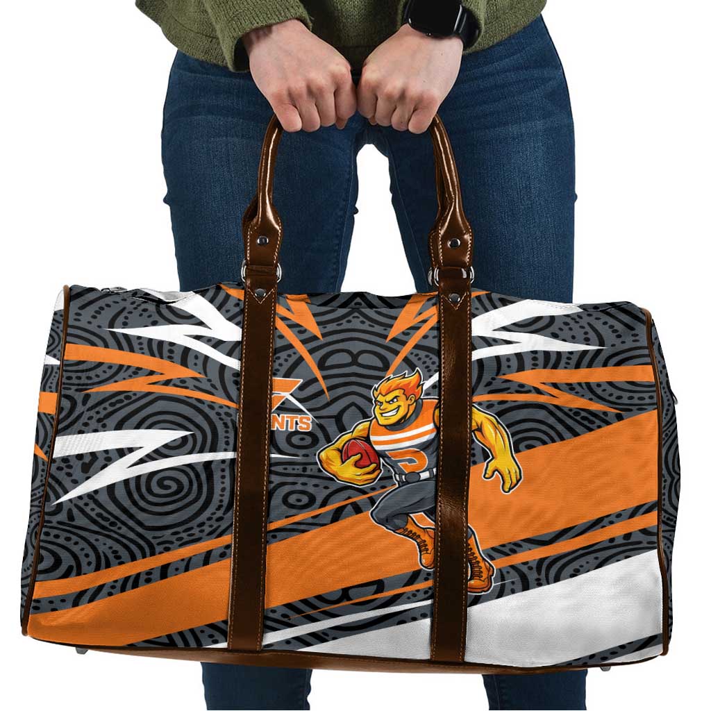Greater Western Sydney Giants Australian Football Travel Bag Athletic Hero Mascot With Indigenous Pattern Art