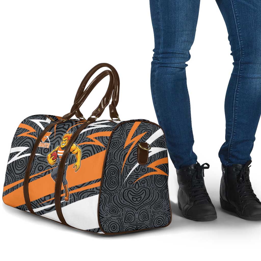 Greater Western Sydney Giants Australian Football Travel Bag Athletic Hero Mascot With Indigenous Pattern Art
