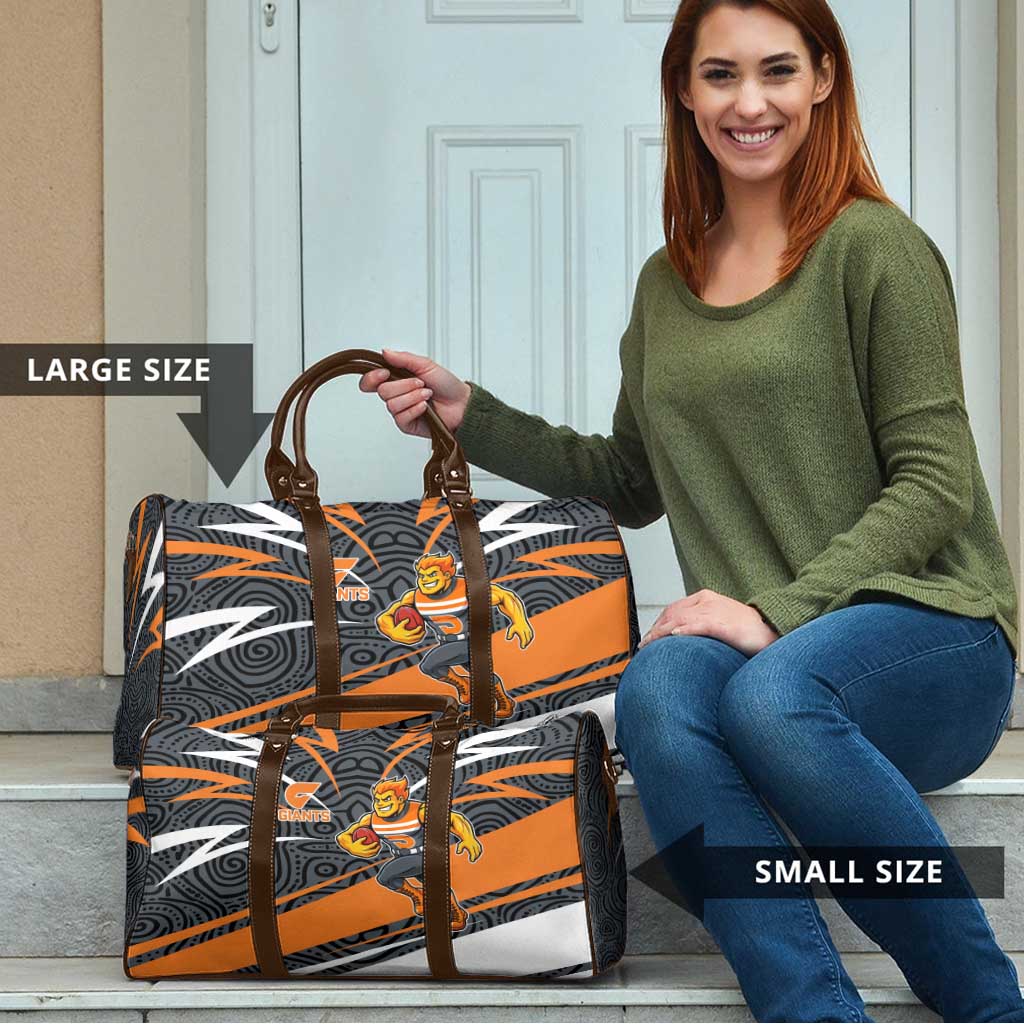 Greater Western Sydney Giants Australian Football Travel Bag Athletic Hero Mascot With Indigenous Pattern Art