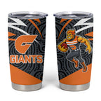 Greater Western Sydney Giants Australian Football Tumbler Cup Athletic Hero Mascot With Indigenous Pattern Art