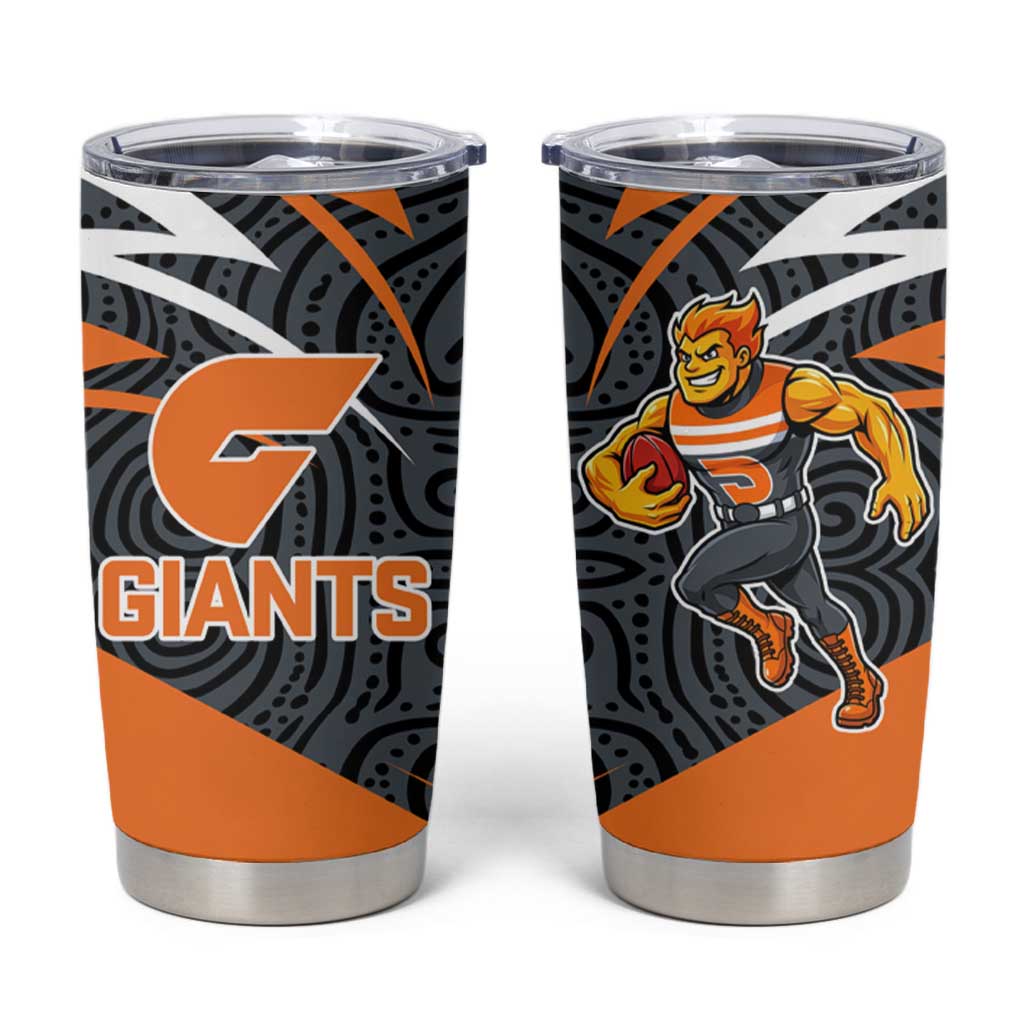Greater Western Sydney Giants Australian Football Tumbler Cup Athletic Hero Mascot With Indigenous Pattern Art