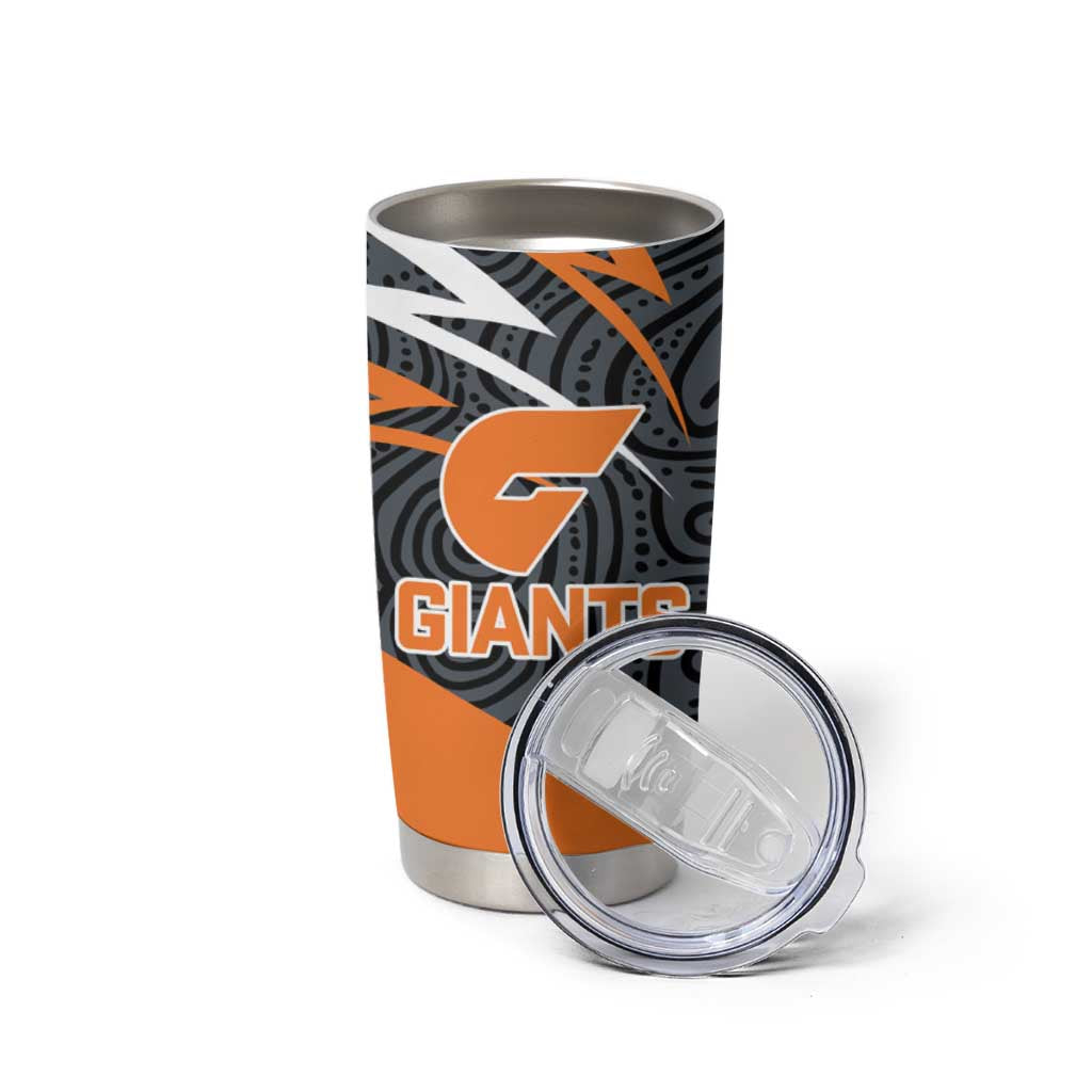 Greater Western Sydney Giants Australian Football Tumbler Cup Athletic Hero Mascot With Indigenous Pattern Art