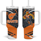 Greater Western Sydney Giants Australian Football Tumbler With Handle Athletic Hero Mascot With Indigenous Pattern Art