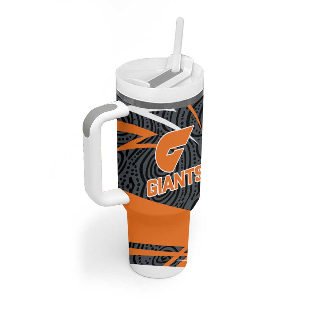 Greater Western Sydney Giants Australian Football Tumbler With Handle Athletic Hero Mascot With Indigenous Pattern Art